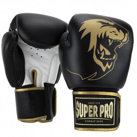 Manusi Box Super Pro Combat Gear Warrior SE Piele Negru-Auriu