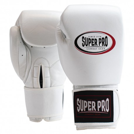 Manusi Box Super Pro Combat Gear Thai Pro Piele Alb