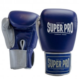 Manusi Box Super Pro Combat Gear Enforcer Piele Albastru-Argintiu