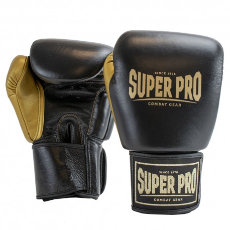 Manusi Box Super Pro Combat Gear Enforcer Piele Negru-Auriu